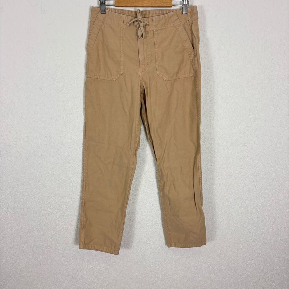 J. Crew Tan 100%‎ Cotton Straight Leg Cropped Pants Size Small